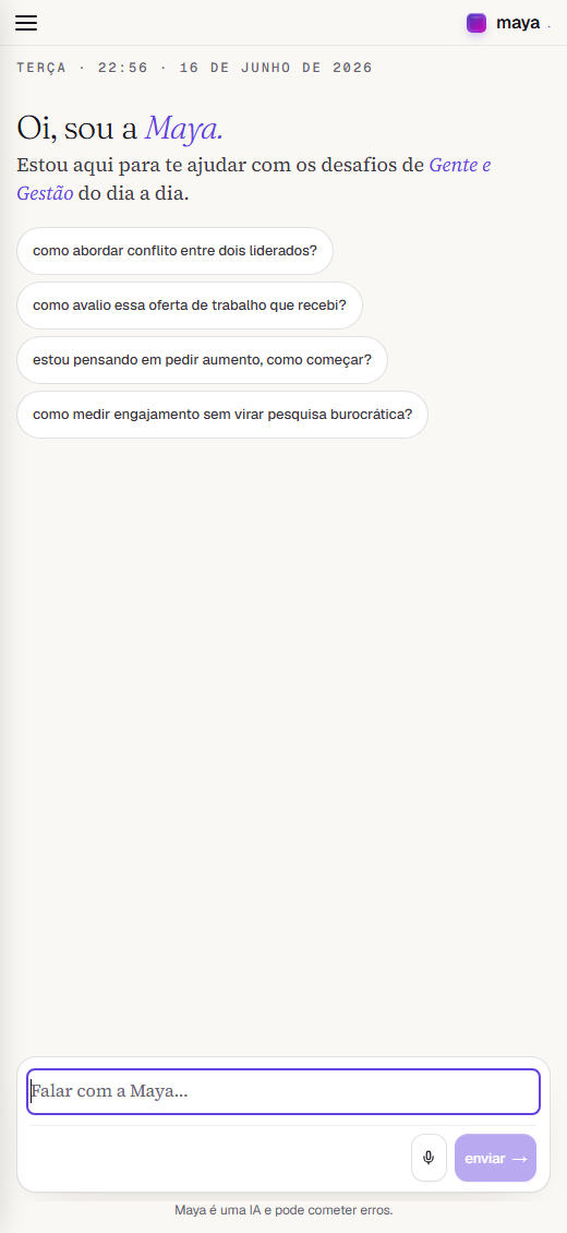 Maya en el móvil, una conversación de Personas y Gestión